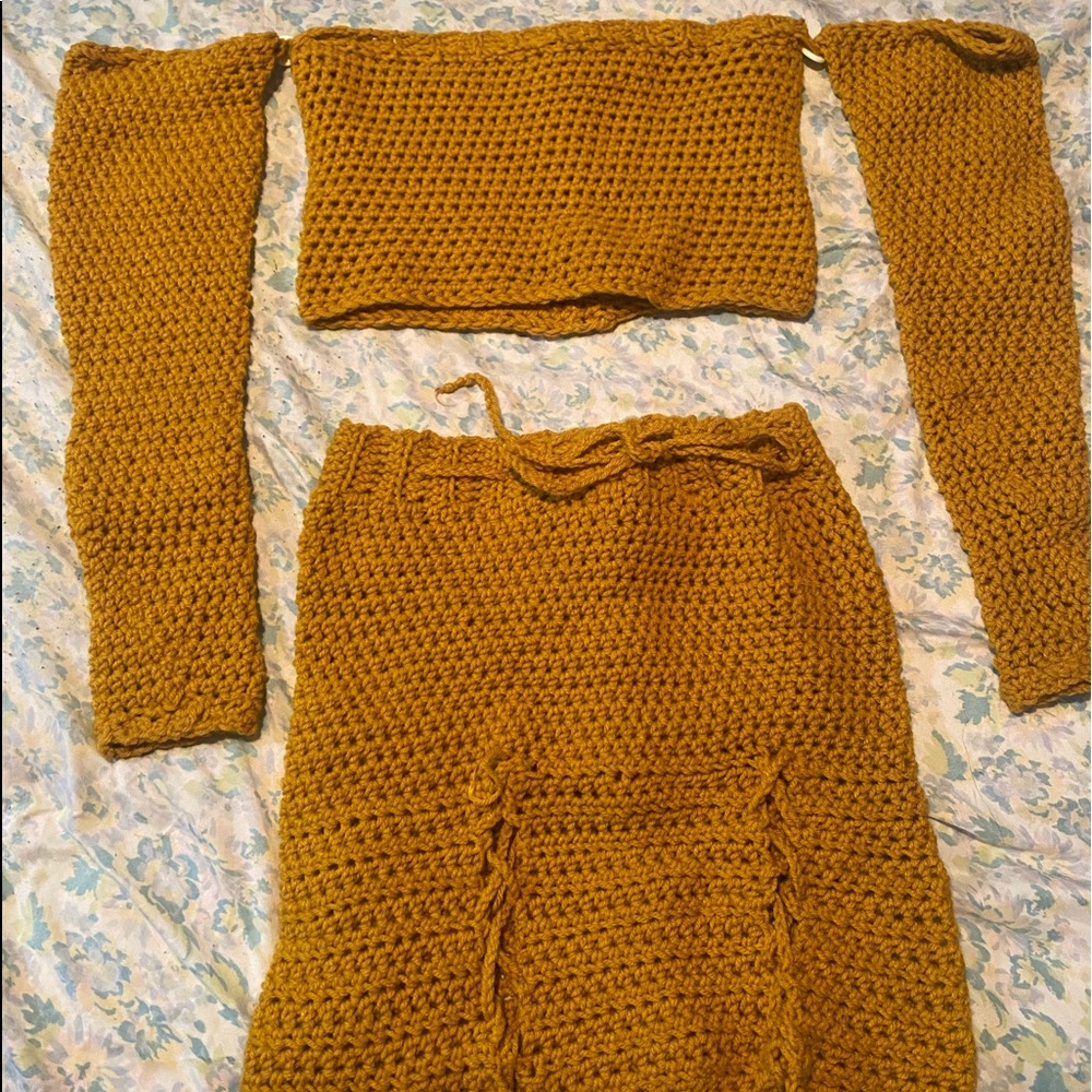 Hand crocheted two piece set